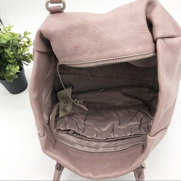 Mauve PINK Pebbled Leather Double Pocket Tote - Picture 15 of 15